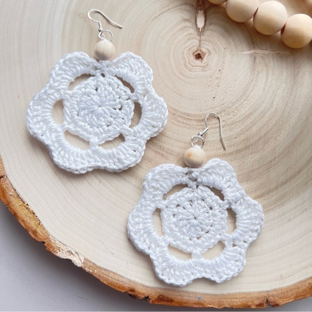 Boho Floral Gypsy beaded Handmade Crochet Earrings
